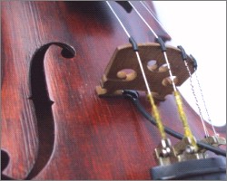 Pickups TAV. Detalle del pickup TB38-VS en el violín. Pastilla violín.